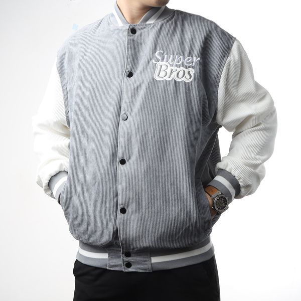  JACKET VARSITY GRAY SUPER BROS 