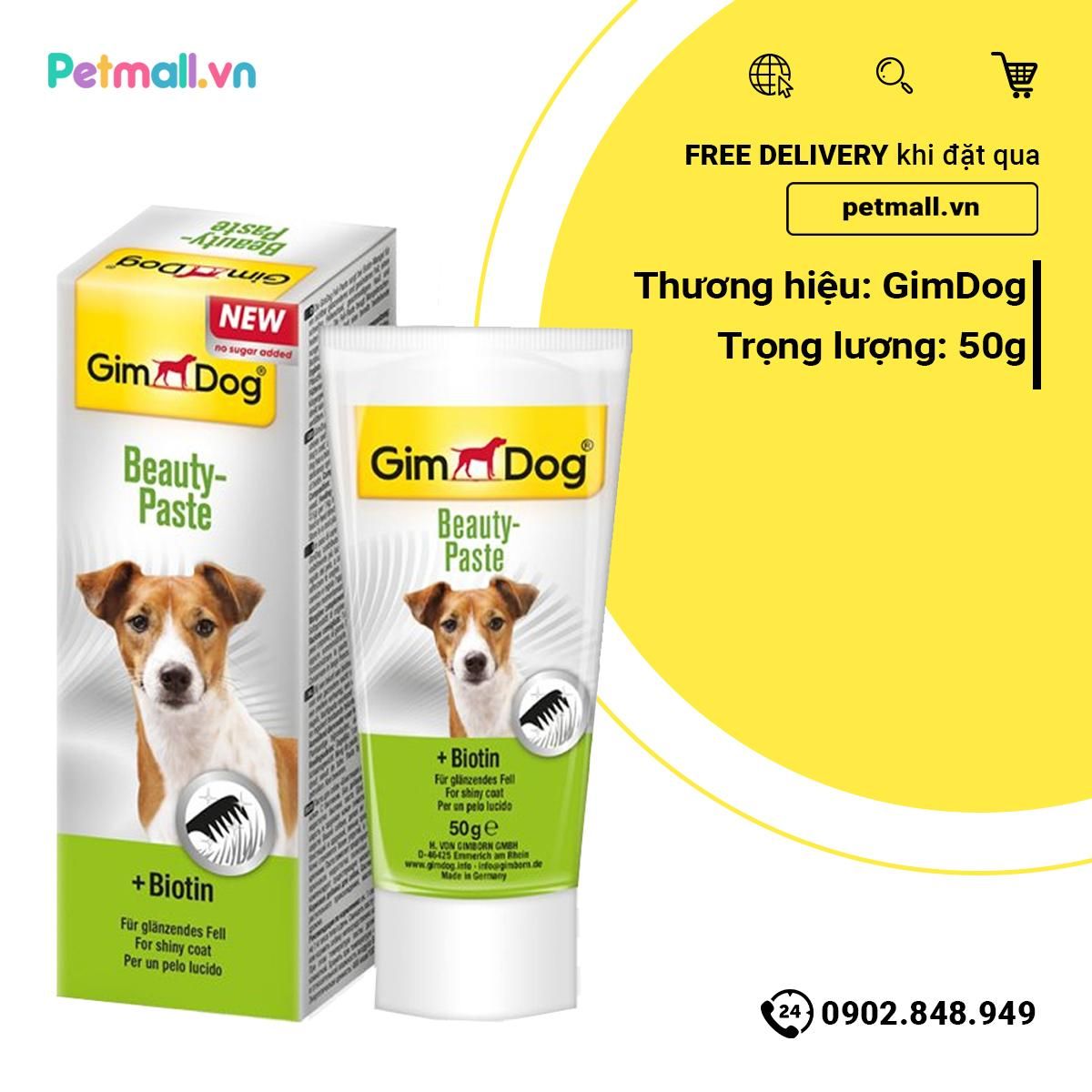 Gel dinh dưỡng GimDog Beauty Paste Biotin 50g - chăm sóc da lông