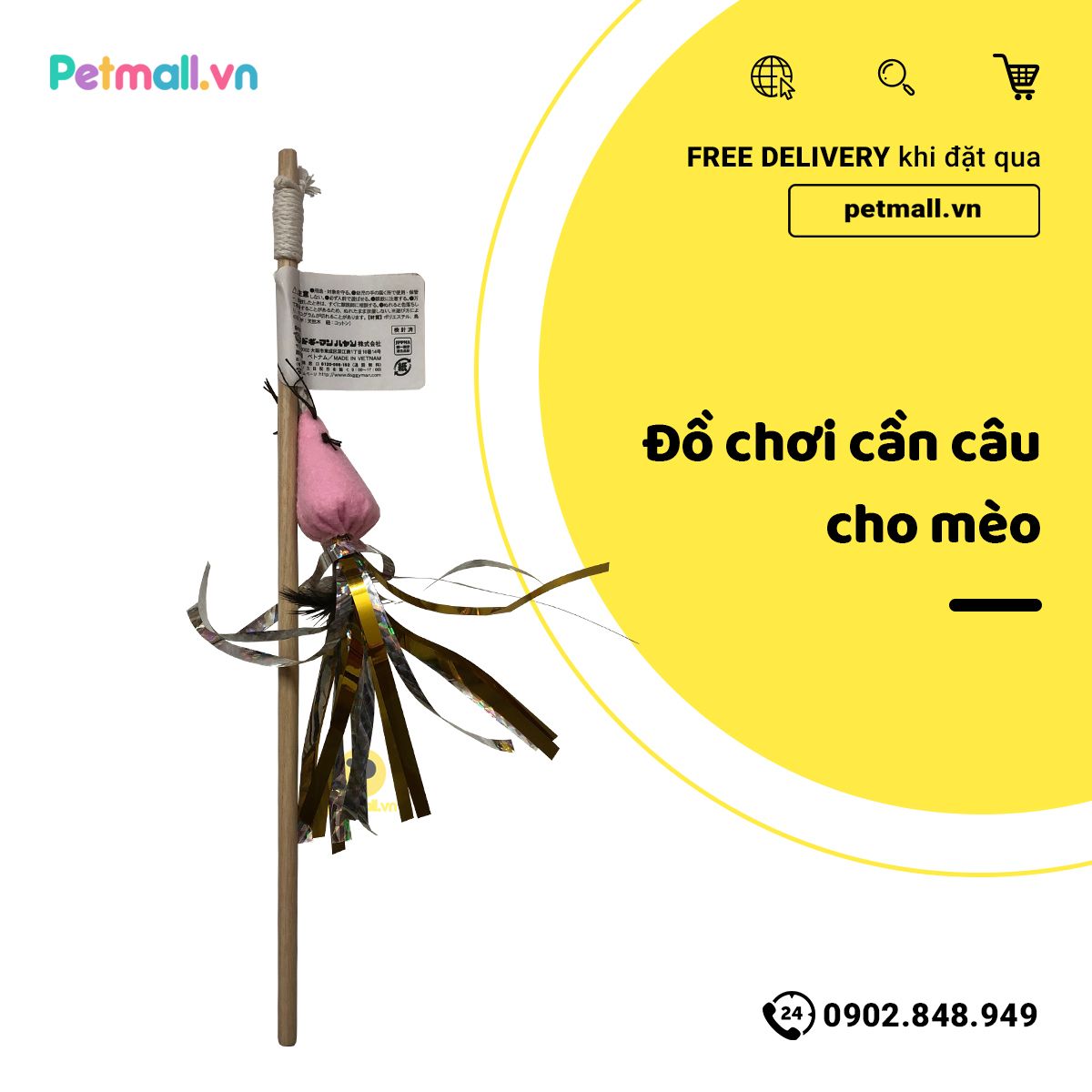 Cần câu đồ chơi con chuột cho mèo