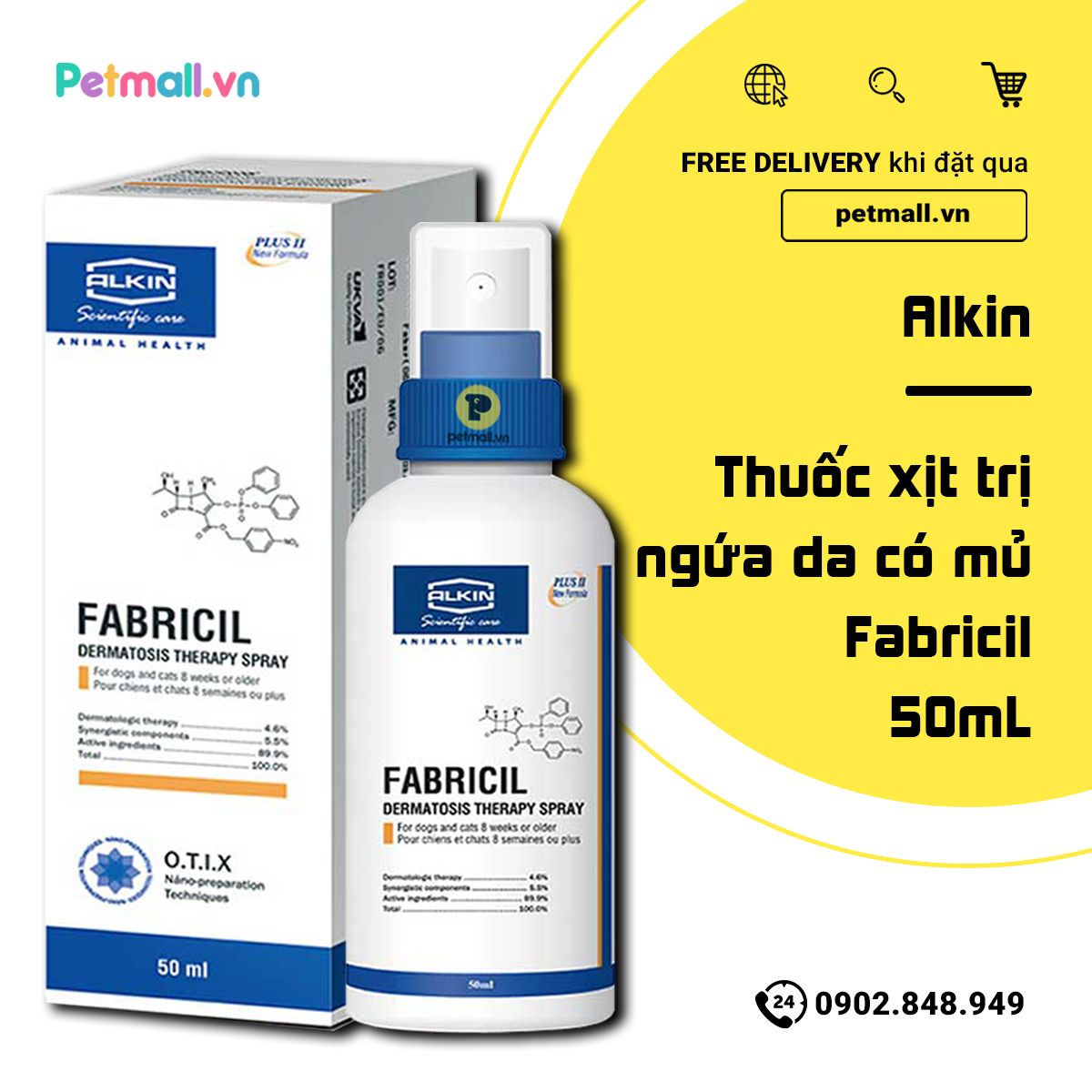 Thuốc xịt trị ngứa da có mủ FABRICIL 50ml