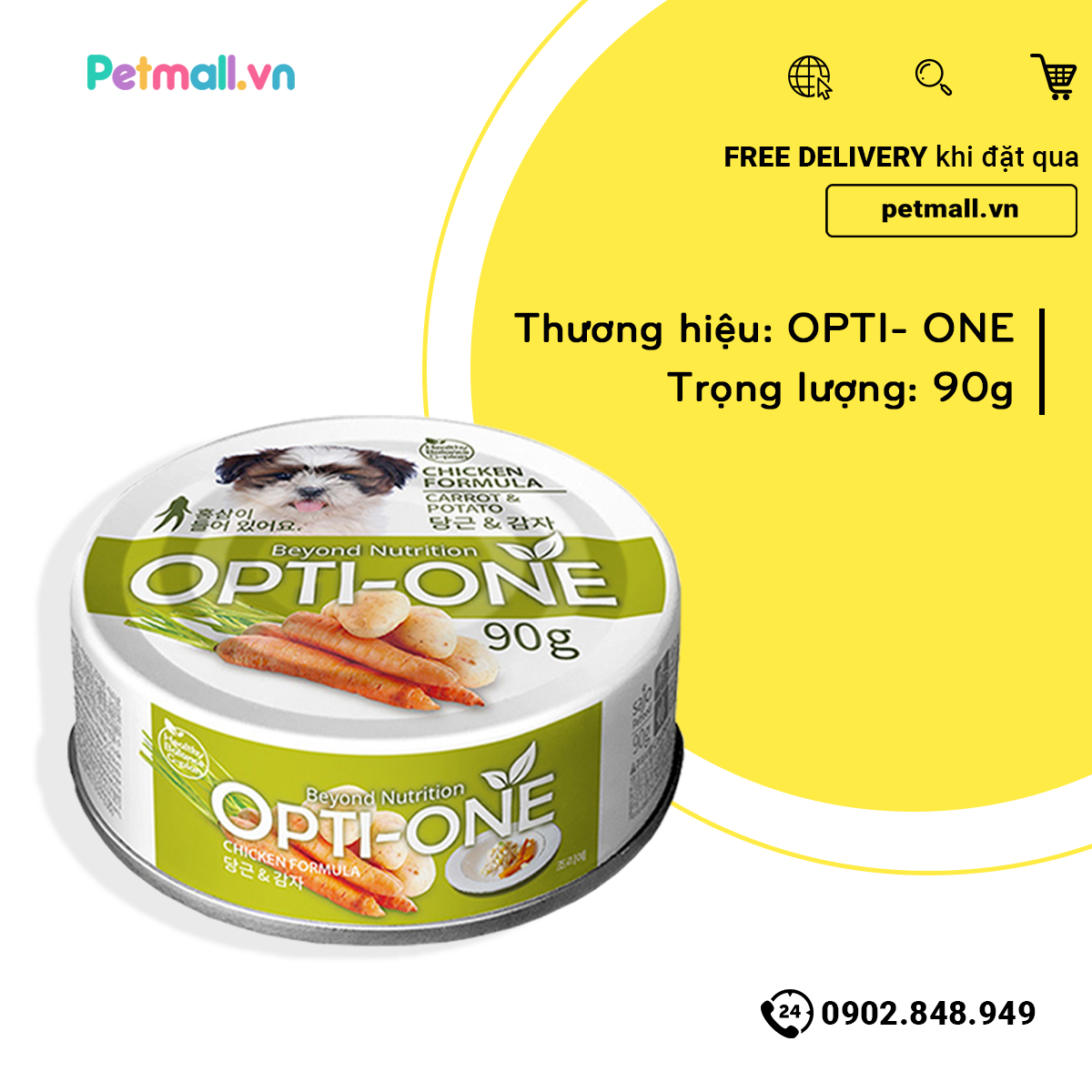 Pate chó OptiOne White Carrot & Potato 90g - Korea
