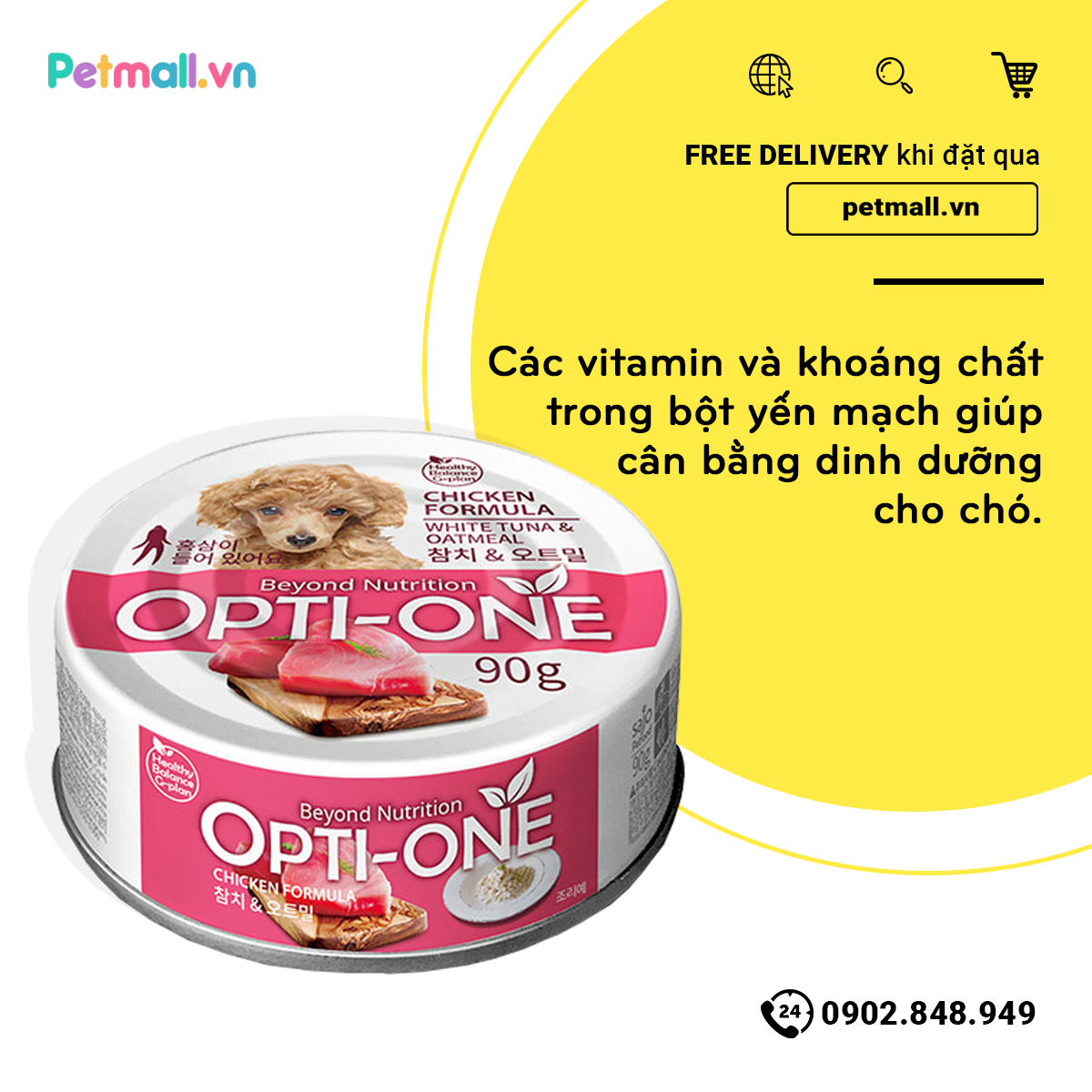 Pate chó OptiOne White Tuna & Oatmeal 90g - Korea