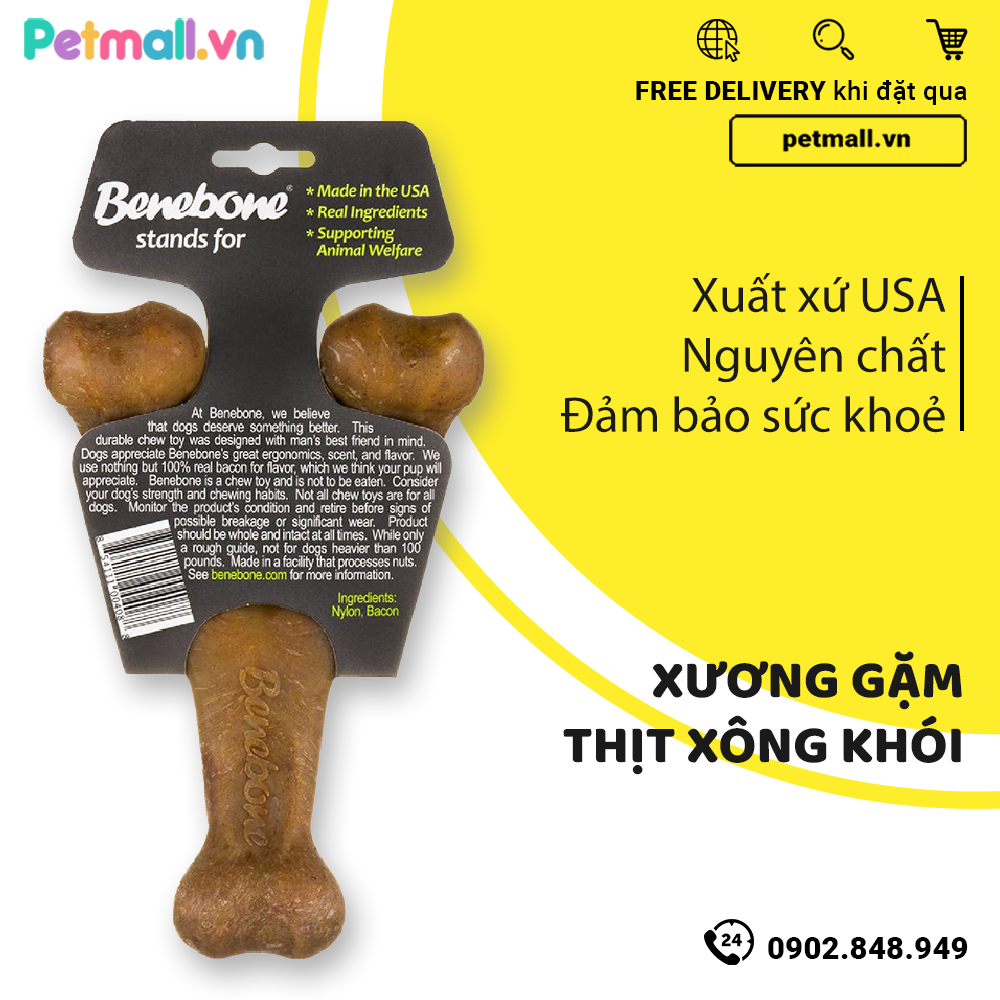 Xương gặm Benebone Bacon cho chó <34kg