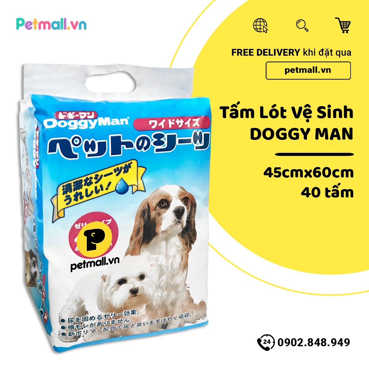 Tấm lót vệ sinh DoggyMan 45cm x 60cm - 40 tấm