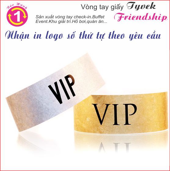 6. Vòng tay giấy Tyvek vàng đồng cao cấp