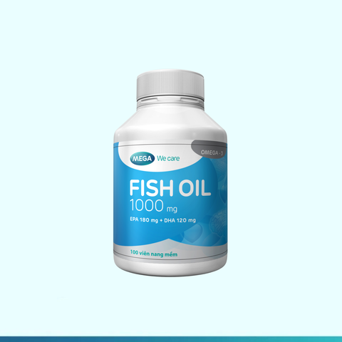  Dầu cá bổ sung Omega-3 DHA & EPA từ nguồn dầu cá Lysi-Iceland giúp mắt sáng, não tốt - FISH OIL Mega We Care (100 viên) 