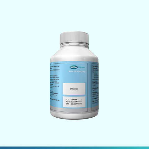  Dầu cá bổ sung Omega-3 DHA & EPA từ nguồn dầu cá Lysi-Iceland giúp mắt sáng, não tốt - FISH OIL Mega We Care (100 viên) 