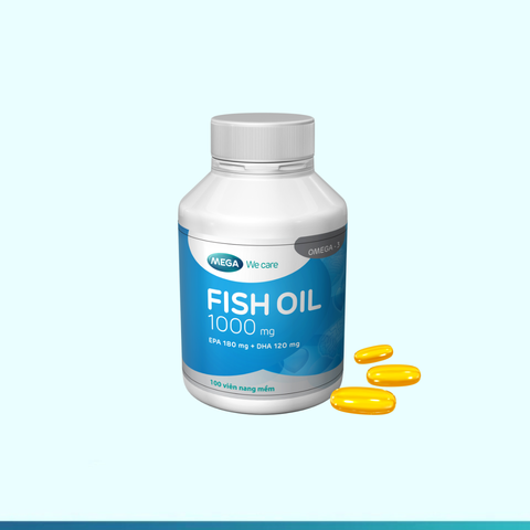  Dầu cá bổ sung Omega-3 DHA & EPA từ nguồn dầu cá Lysi-Iceland giúp mắt sáng, não tốt - FISH OIL Mega We Care (100 viên) 