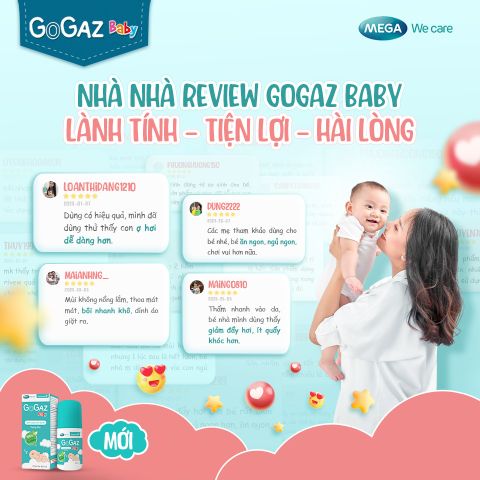  Chai lăn giảm đầy hơi, quấy khóc cho trẻ sơ sinh Mega We Care Gogaz Baby (Chai 60ml) 