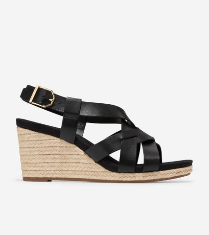 CRYSTAL WEDGE SANDAL 70MM - BLACK / 5