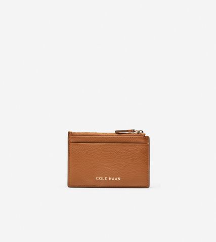 CARD CASE W/ZIP - BROWN