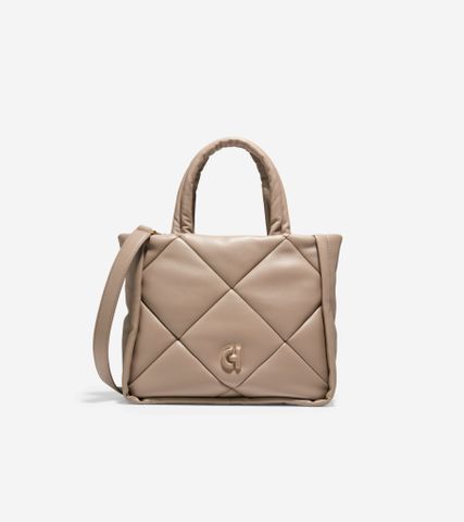 QUILTED TOTE BAG - BROWN