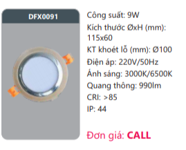 ĐÈN LED ÂM TRẦN DUHAL 9W - DFX0091 / DFX 0091