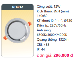  ĐÈN LED ÂM TRẦN 3 (BA) MÀU DUHAL 12W - DFX012 / DFX 012 