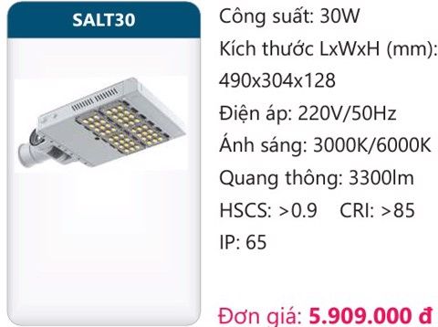  ĐÈN ĐƯỜNG LED 30W DUHAL SALT30 