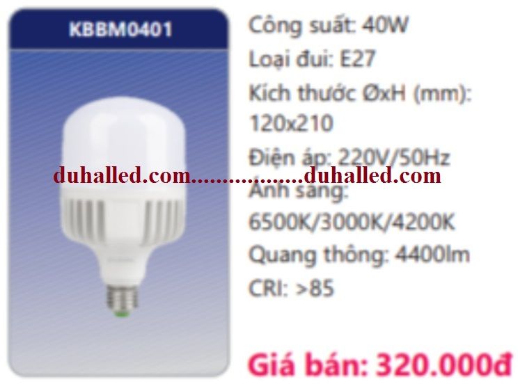 BÓNG ĐÈN LED DUHAL ĐỔI MÀU 40W KBBM0401 / KBBM 0401 - GẮN ĐUÔI VẶN (CHUI VẶN) LỚN E27