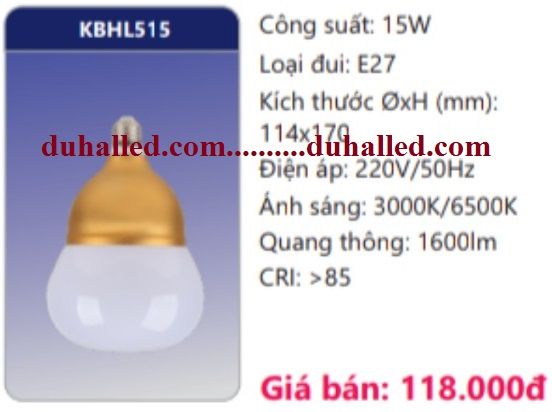 BÓNG ĐÈN LED DUHAL 15W KBHL515 / KBHL 515