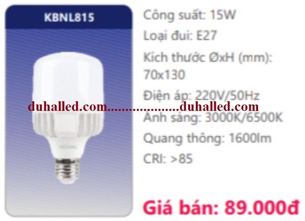  BÓNG ĐÈN LED DUHAL 15W KBNL815 / KBNL 815 VẶN ĐUÔI LỚN E27 