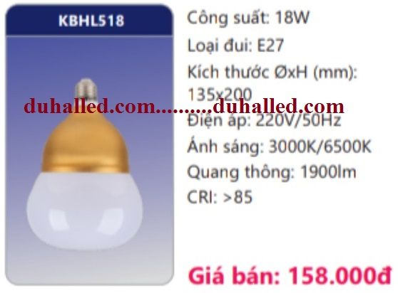  BÓNG ĐÈN LED DUHAL 18W KBHL518 / KBHL 518 