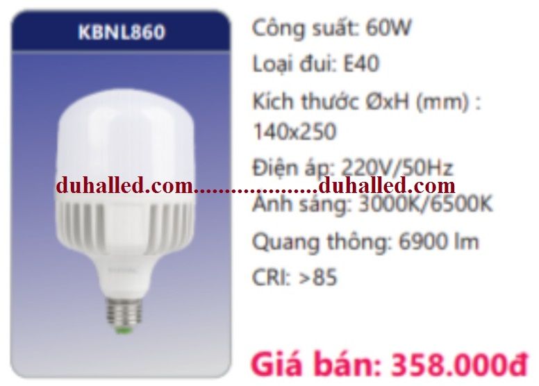  BÓNG ĐÈN LED DUHAL 60W KBNL860 / KBNL 860 