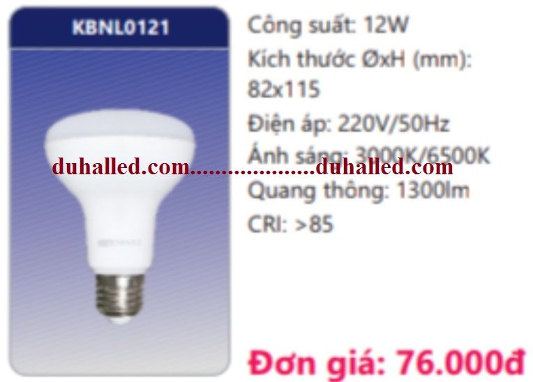 BÓNG ĐÈN LED DUHAL R80 12W KBNL0121 / KBNL 0121