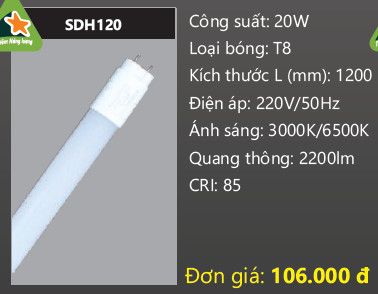  BÓNG ĐÈN TUÝP LED 20W DUHAL SDH120 / 1M2 