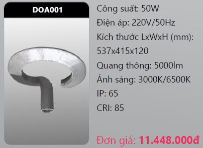  đầu đèn trụ công viên duhal doa001 50w 