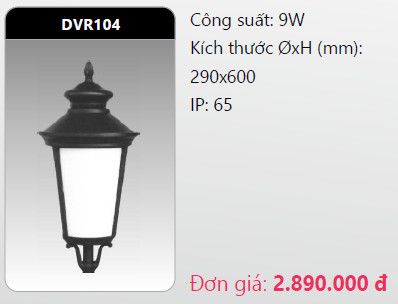 đầu đèn trụ công viên duhal dvr104 9w