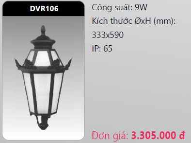 đầu đèn trụ công viên duhal dvr106 9w
