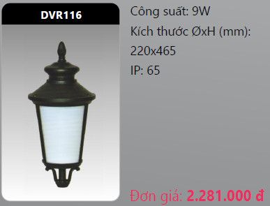đầu đèn trụ công viên duhal dvr116 9w