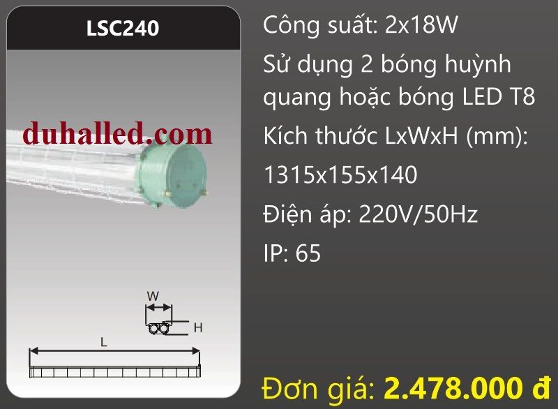 ĐÈN CHỐNG CHÁY NỔ DUHAL 2X18W LSC240 / LSC 240