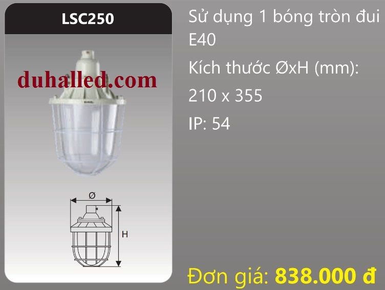 ĐÈN CHỐNG CHÁY NỔ GẮN BÓNG ĐÈN DUHAL LSC250 / LSC 250
