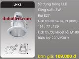  ĐÈN LON DOWNLIGHT ÂM TRẦN MẶT KÍNH DUHAL 3W LHK3 / LHK 3 