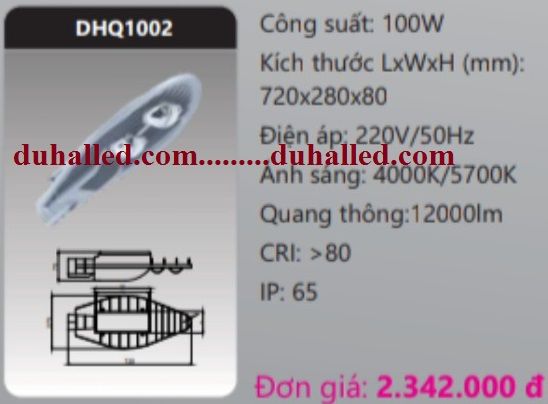 ĐÈN ĐƯỜNG LED DUHAL 100W DHQ1002 / DHQ 1002 