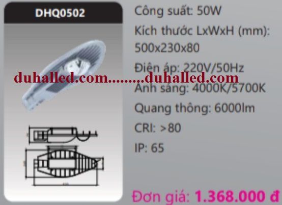 ĐÈN ĐƯỜNG LED DUHAL 50W DHQ0502 / DHQ 0502