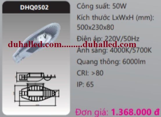  ĐÈN ĐƯỜNG LED DUHAL 50W DHQ0502 / DHQ 0502 