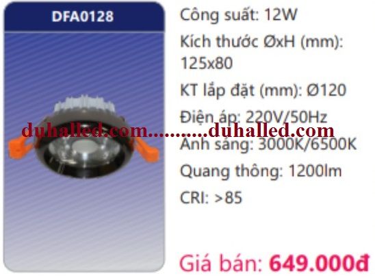 ĐÈN LED ÂM TRẦN CHIẾU ĐIỂM DUHAL 12W DFA0128 / DFA 0128