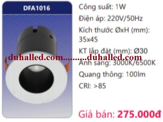 ĐÈN LED ÂM TRẦN CHIẾU ĐIỂM MINI DUHAL 1W DFA1016 / DFA 1016