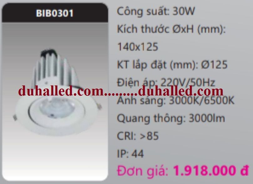 ĐÈN LED ÂM TRẦN CHIẾU ĐIỂM DUHAL 30W BIB0301 / BIB 0301