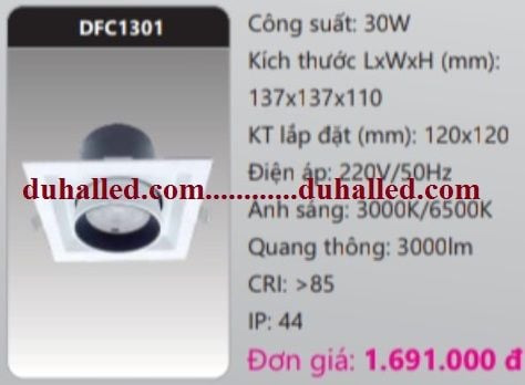 ĐÈN LED ÂM TRẦN CHIẾU ĐIỂM DUHAL 30W DFC1301 / DFC 1301