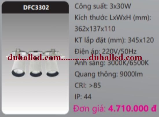 ĐÈN LED ÂM TRẦN CHIẾU ĐIỂM DUHAL 3X30W DFC3302 / DFC 3302