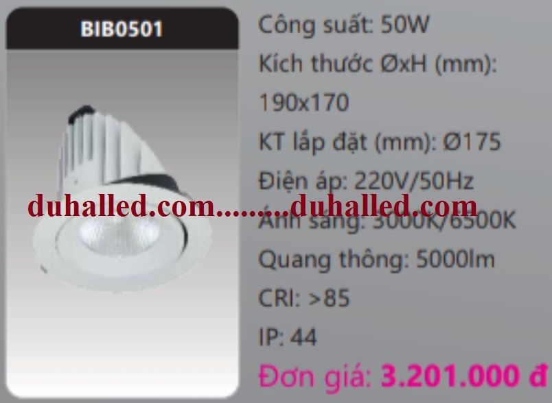 ĐÈN LED ÂM TRẦN CHIẾU ĐIỂM DUHAL 50W BIB0501 / BIB 0501