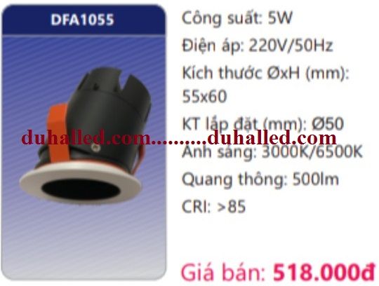 ĐÈN LED ÂM TRẦN CHIẾU ĐIỂM MINI DUHAL 5W DFA1055 / DFA 1055