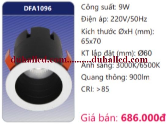 ĐÈN LED ÂM TRẦN CHIẾU ĐIỂM MINI DUHAL 9W DFA1096 / DFA 1096