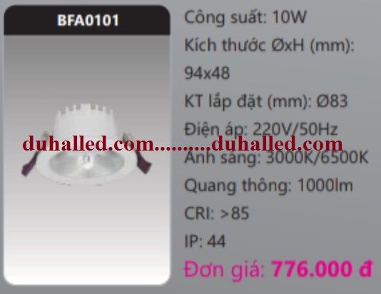 ĐÈN LED ÂM TRẦN CHIẾU SÂU DUHAL 10W BFA0101 / BFA0101