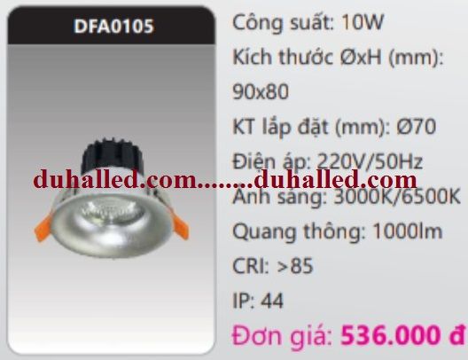 ĐÈN LED ÂM TRẦN CHIẾU SÂU TRẦN CAO DUHAL 10W DFA0105 / DFA 0105