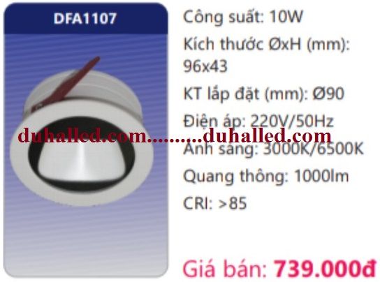 ĐÈN LED ÂM TRẦN DUHAL 10W DFA1107 / DFA 1107