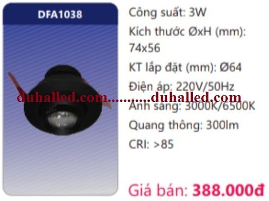 ĐÈN LED ÂM TRẦN MINI CHIẾU ĐỂM DUHAL 3W DFA1038 / DFA 1038