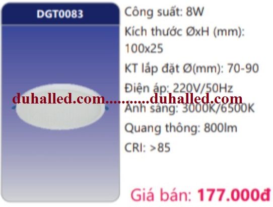  ĐÈN LED ÂM TRẦN SIÊU MỎNG DUHAL 8W DGT0083 / DGT 0083 