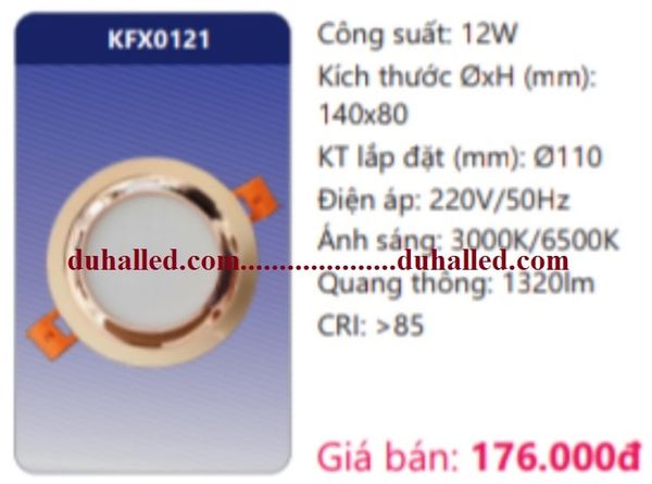  ĐÈN LED ÂM TRẦN TRANG TRÍ DUHAL 12W KFX0121 / KFX 0121 